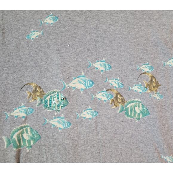 Moth by Anthropologie “Shoaling Gleam” Pullover – Gray with Fish Print – Medium - Picture 5 of 10